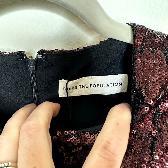 Dress the Population DTP NWT Siena in Port Brown Sequin Formal Midi Dress Gown - Picture 6 of 7